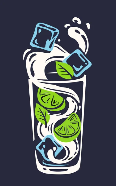 Alcohol cocktail Mojito. — Stockvector