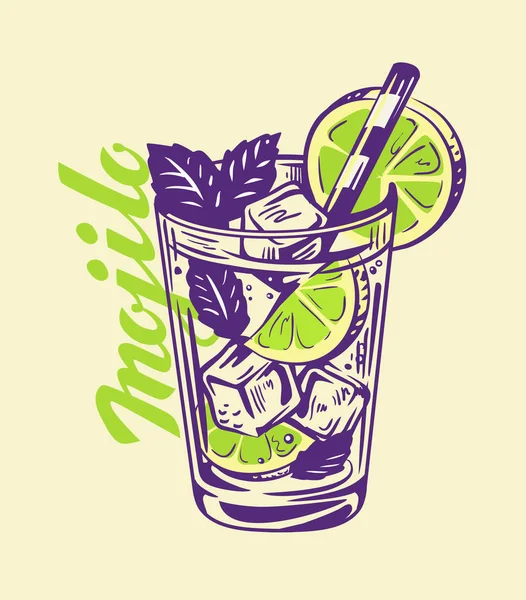 Alcohol cocktail Mojito — Stock Vector