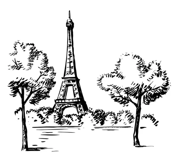 Dessin à la main vecteur Tour Eiffel — Image vectorielle