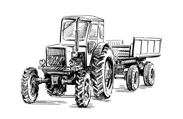 Rueda viejo tractor agrícola — Vector de stock