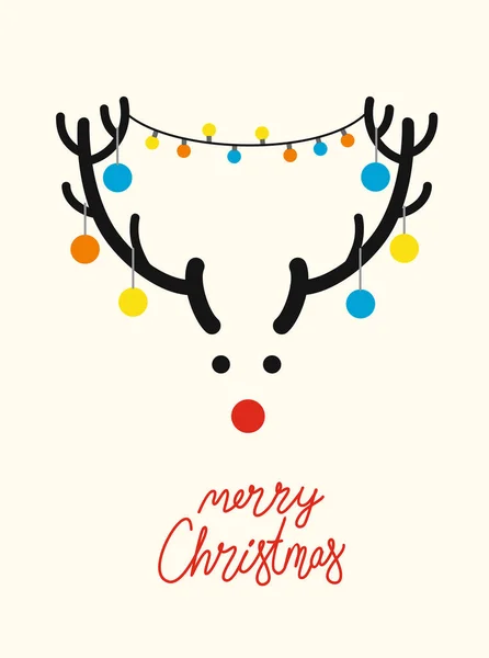 Cabeza de ciervo con juguetes de árbol de Navidad — Archivo Imágenes Vectoriales