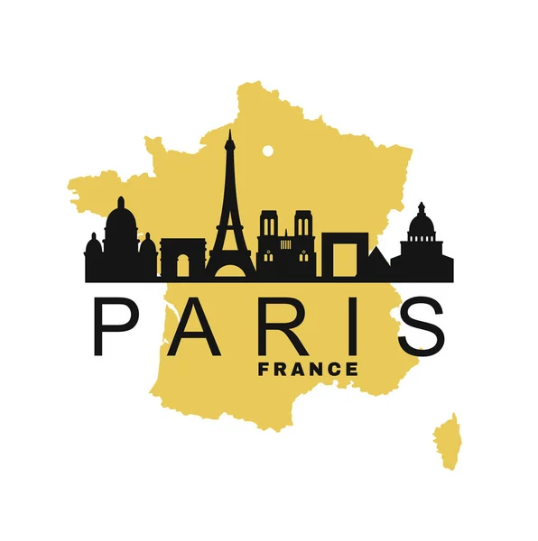 Paris and map France — Stock Vector