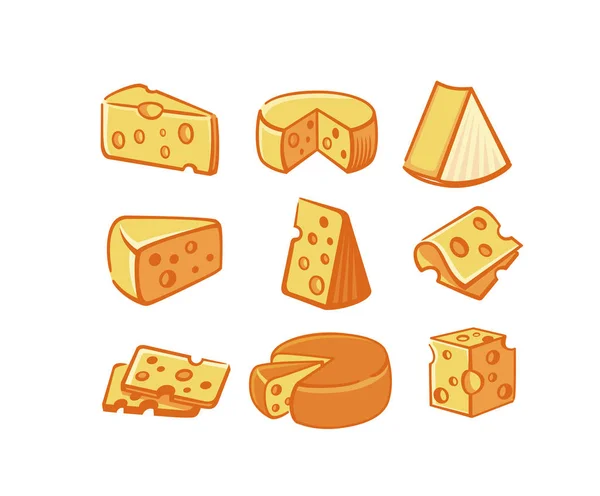 Ensemble d'icônes fromage . — Image vectorielle