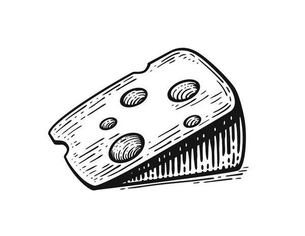 Sketch piece of cheese — Stock Vector