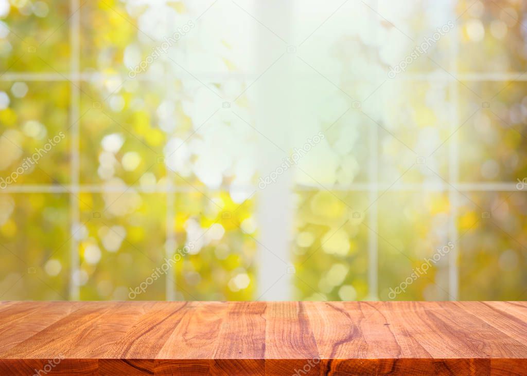Wood table and window