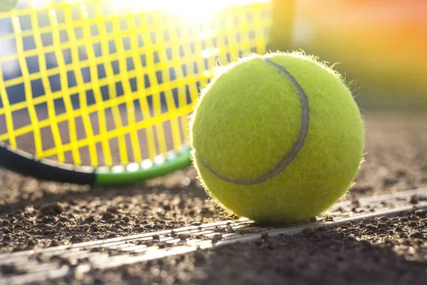 Tennis Ball on a tennis court — Stock Photo, Image