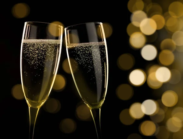 Two Glasses Champagne Blured Background — Stock Photo, Image