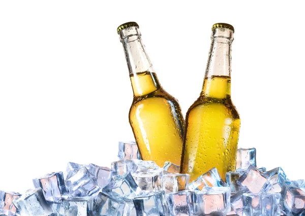 Kalla flaskor och färskt öl — Stockfoto