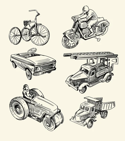 Retro speelgoed getekend — Stockvector