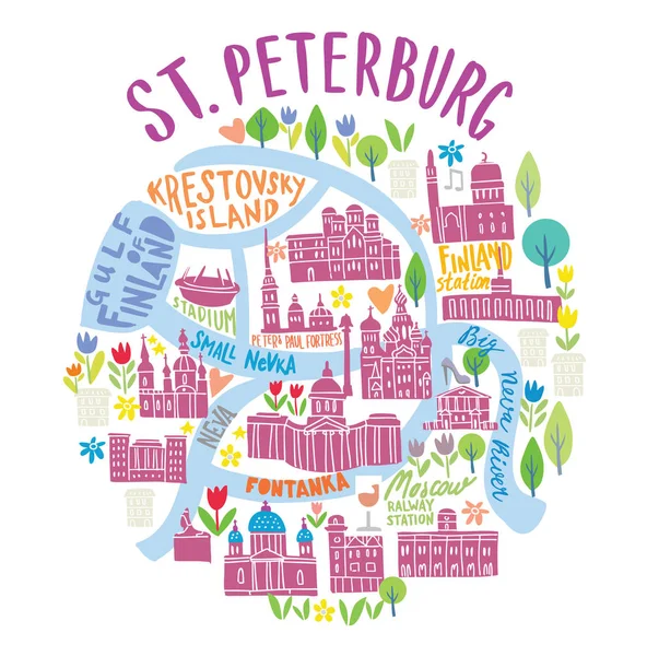 Carte de Saint-Pétersbourg — Image vectorielle