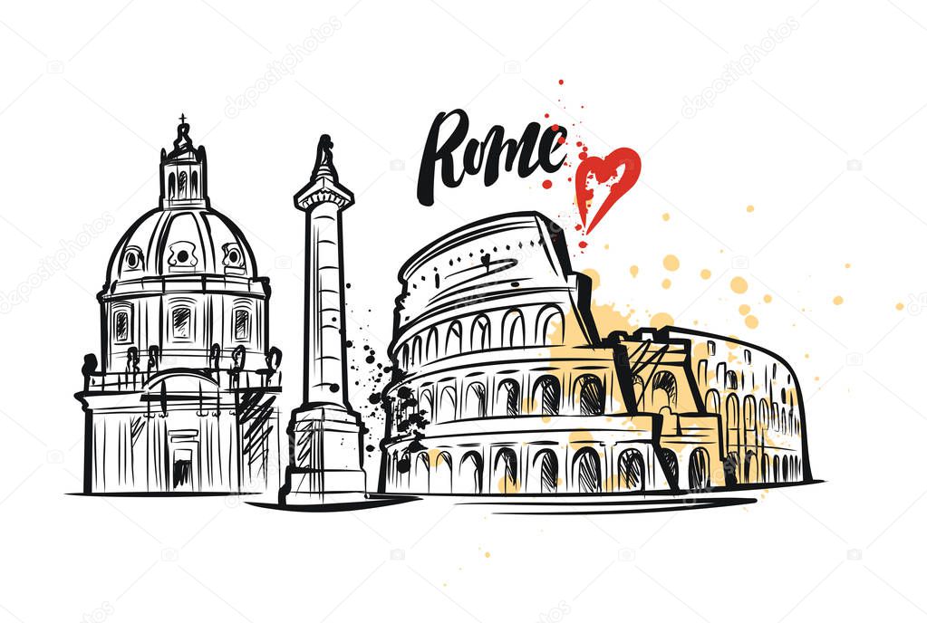 Rome engraved illustration