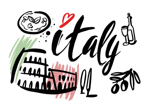 İtalya mürekkep krokisi — Stok Vektör