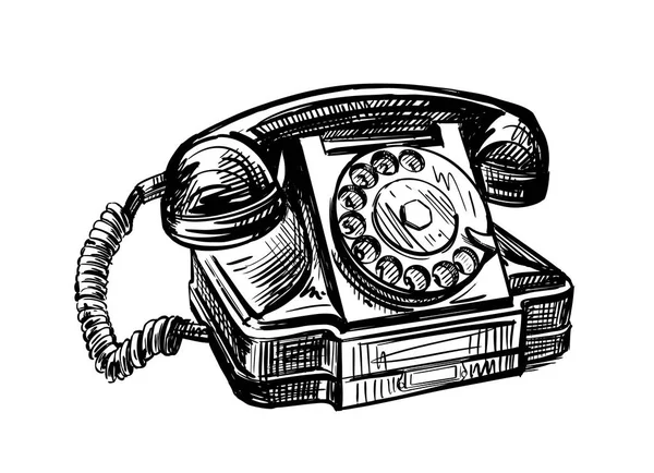 Téléphone rétro dessiné à la main — Image vectorielle