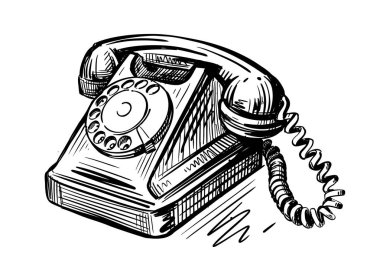 el çizilmiş retro telefon