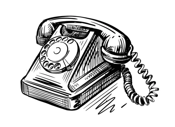 Hand drawn retro phone — Stock Vector