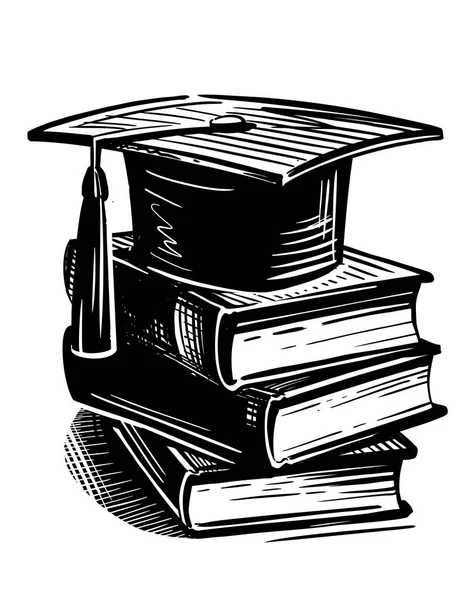 毕业帽和书籍 — 图库矢量图片