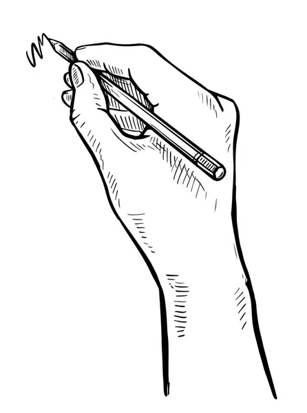 Erkek el bir kroki çizer — Stok Vektör