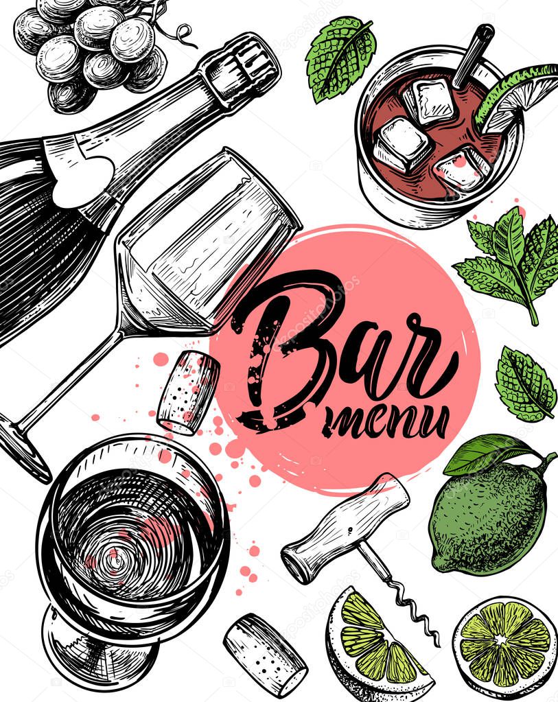 sketch illustration bar menu