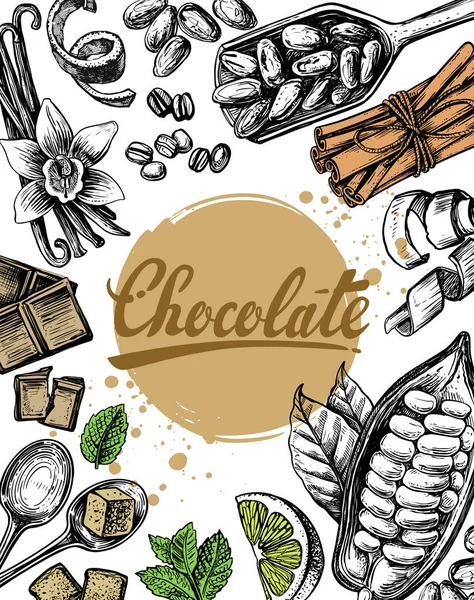 Hand getekende schets van chocolade — Stockvector