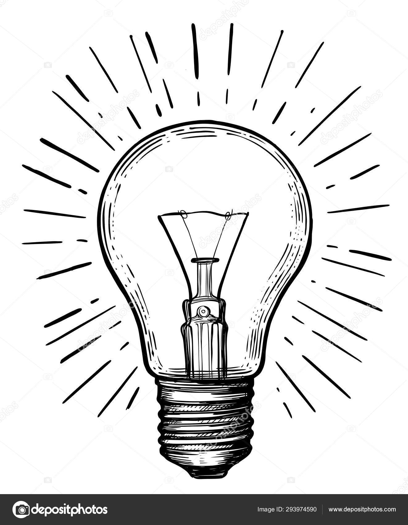 Vintage light bulb sketch style. Stock Illustration by ©bioraven #293974590