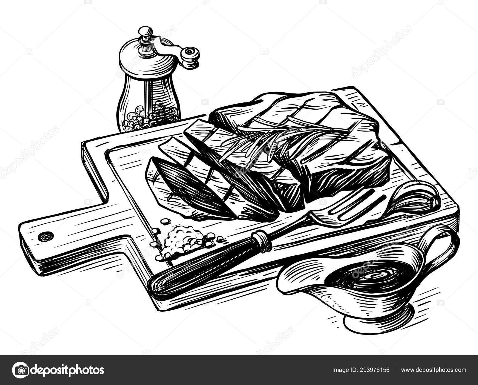 Sketch Of A Steak Set Stock Photo, Picture and Royalty Free Image. Image  115928720.