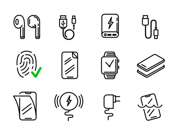 Conjunto de iconos del teléfono en estilo de línea . — Archivo Imágenes Vectoriales