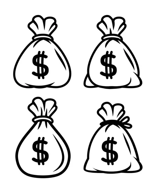 Ikona torba na pieniądze, mieszek czarny — Wektor stockowy