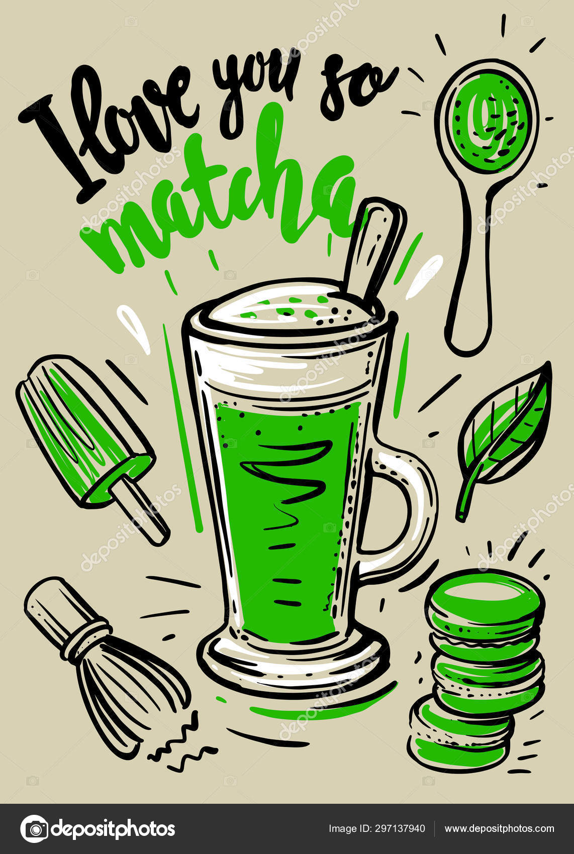 抹茶ラテ Vector Art Stock Images Depositphotos