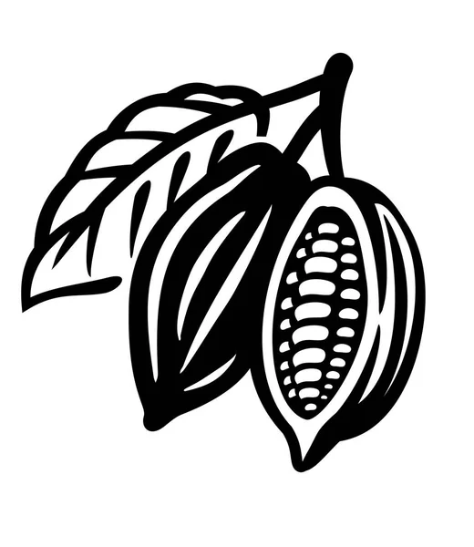 Frijoles de Cacao Icono negro sobre blanco — Vector de stock