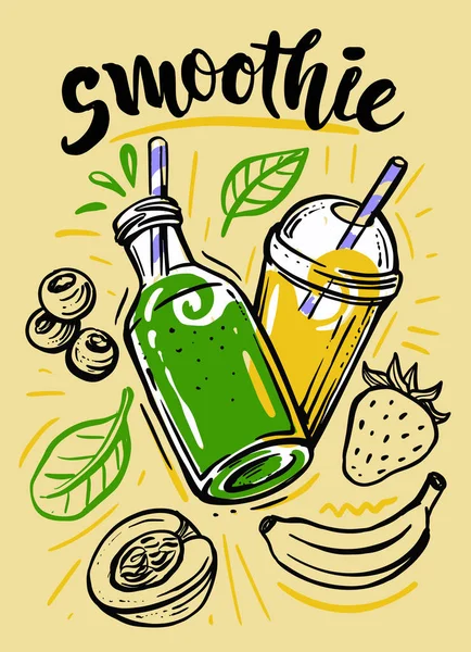 Sketch illustration of fresh smoothie. — Stock Vector