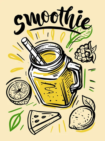Sketch illustration of natural smoothie — Stock Vector