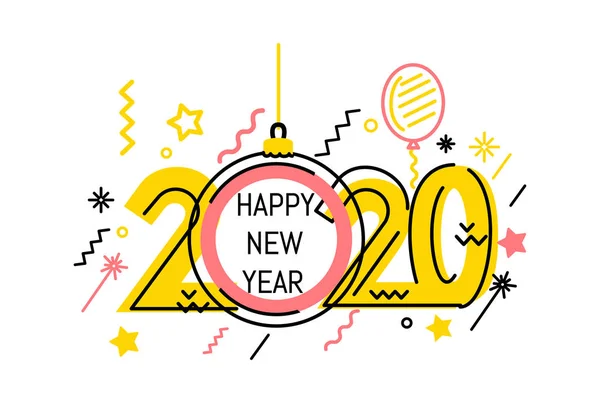 New Year emblem 2020 number design — Stock Vector