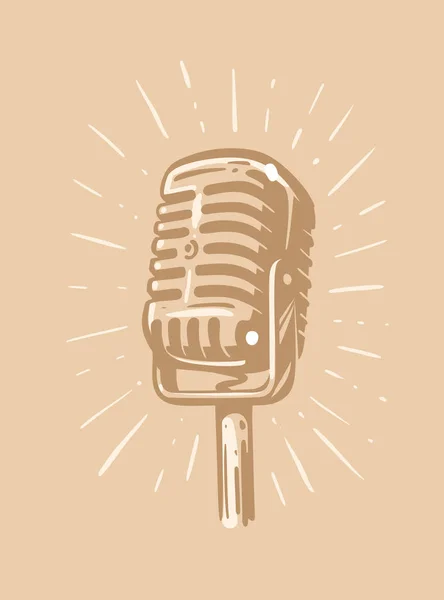 Microphone rétro avec style ray sketch — Image vectorielle