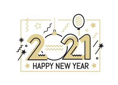 Yeni Yıl Altın 2021 sayı tasarımı