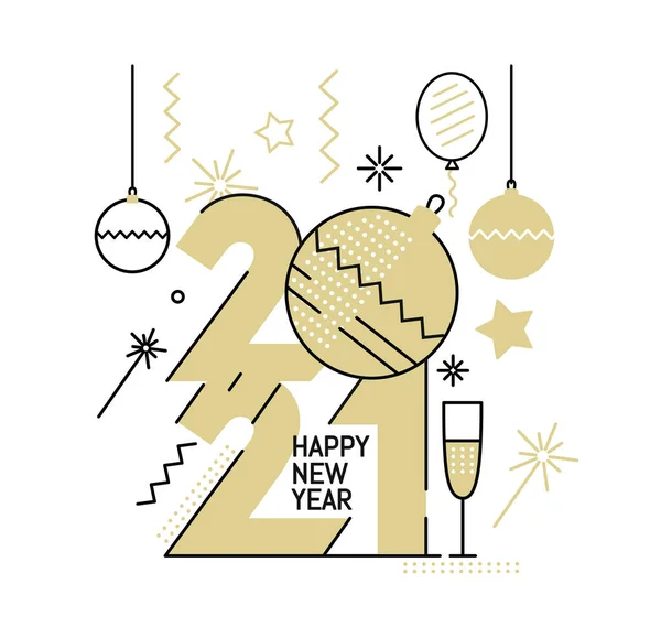 Nový rok zlatý 2021 číslo design — Stockový vektor
