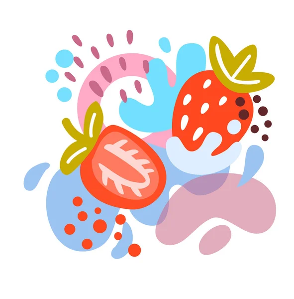 Různé jahody rotující ve vířivce — Stockový vektor