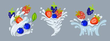 Girdapta dönen farklı parlak dutlar.