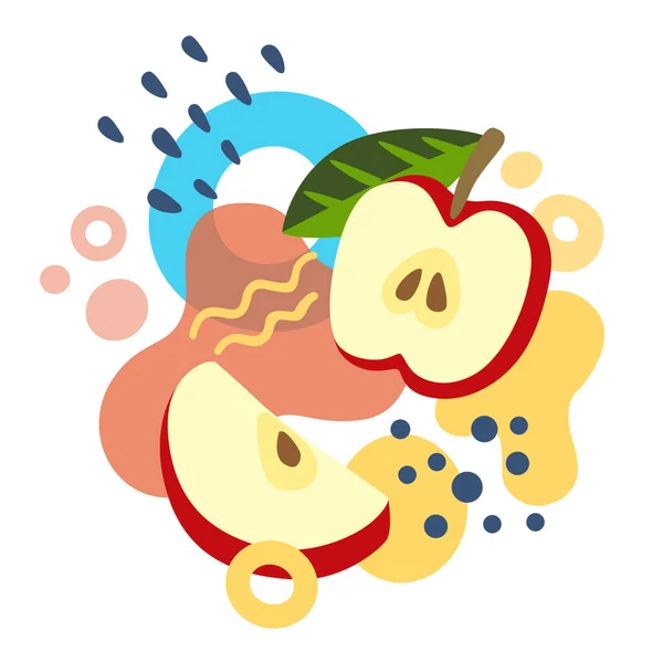 Яблука на абстрактному літньому фоні з краплями — стоковий вектор