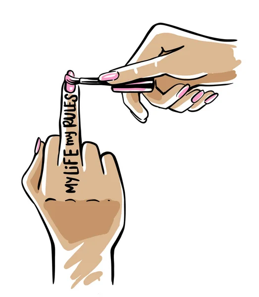 Chica se pinta las uñas con barniz — Vector de stock