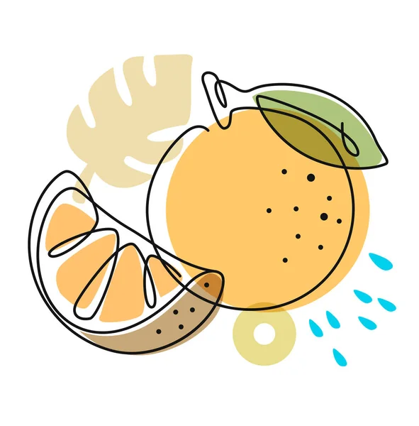 Апельсин на абстрактному літньому фоні з краплями — стоковий вектор