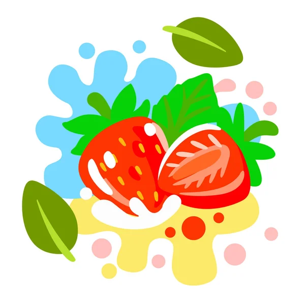 Fresh Strawberry on color abstract background — Stock Vector