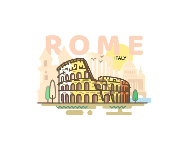 Ville de Rome dans le style de contour sur fond blanc — Image vectorielle