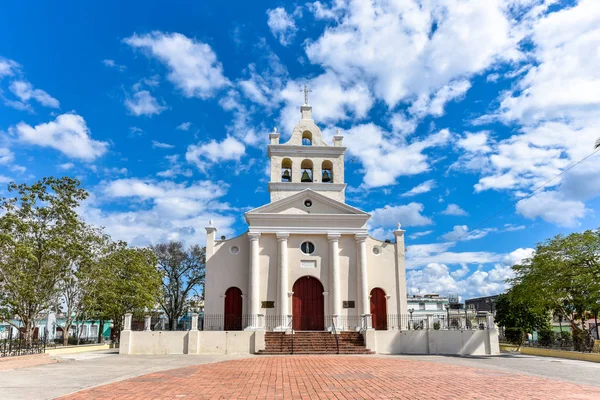 Santa Clara, Villa Clara, Cuba-January 20, 2019: Catholic church 'El Carmen' in the park of the same name. The place is a Cuban National Monument.