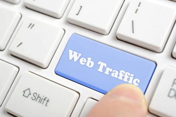 Pressing Blue Web Traffic Key Keyboard — Stock Photo, Image