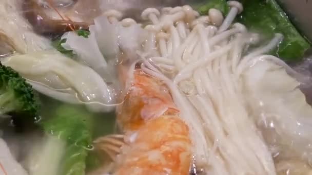 Top Shot Panela Quente Fervendo Dentro Restaurante Chinês — Vídeo de Stock