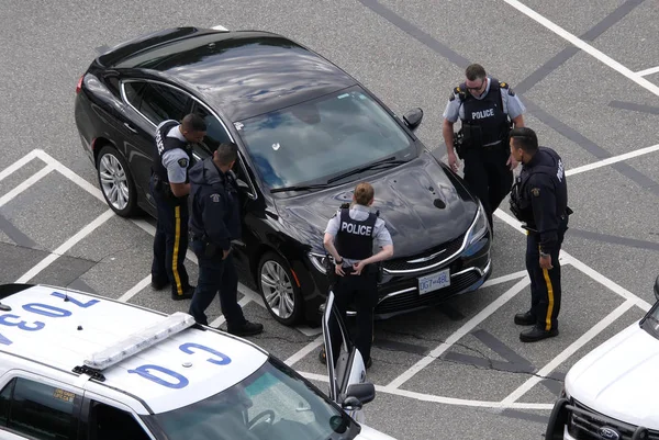 Coquitlam Canadá Julio 2018 Moción Policía Que Atrapa Automóvil Robado Imágenes de stock libres de derechos