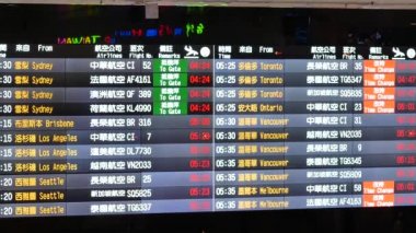 Varış ve ayrılış zaman çizelgesi planı Tayvan Taipei Taoyuan Uluslararası Havaalanı içinde hareket 