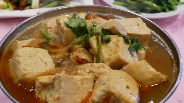 Eine Seite Des Heißen Topfes Mit Starkem Dampf Chinesischen Restaurant — Stockvideo