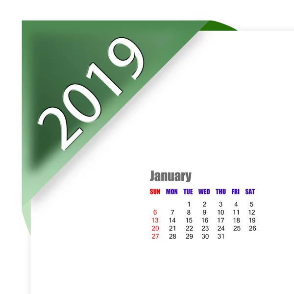 Abstract Del Calendario Gennaio 2019 — Foto Stock