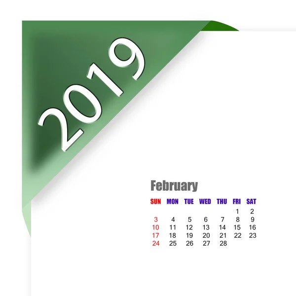 Streszczenie 2019 Kalendarz Luty — Zdjęcie stockowe